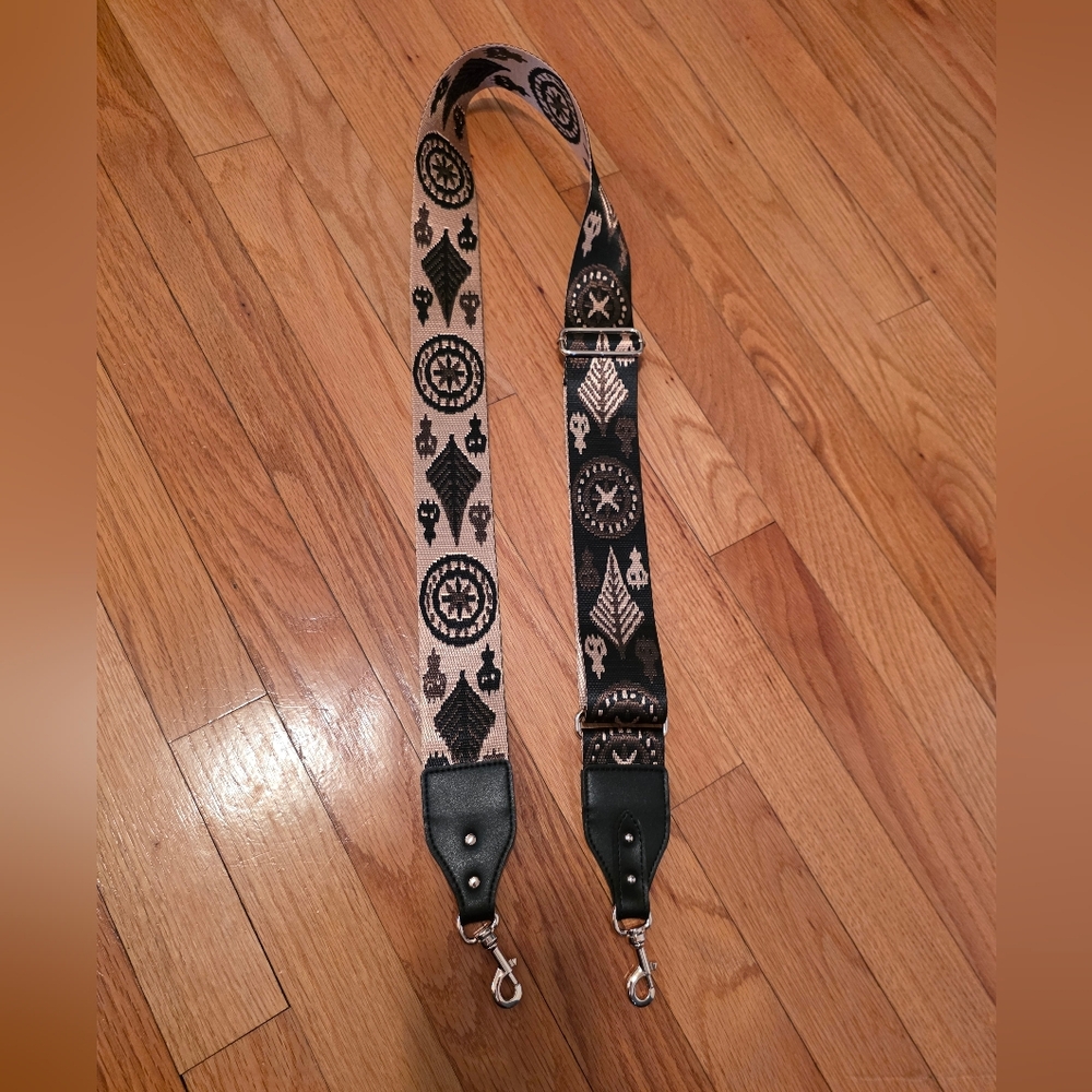 Stylish Black, Brown, And Gold Bag Strap